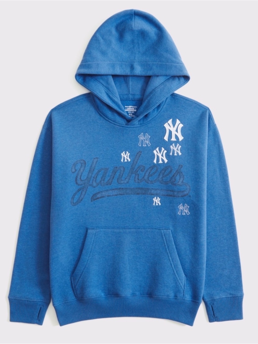 NWT New York Yankees Graphic Popover Hoodie Sweatshirt Blue Kids 5/6 Cotton